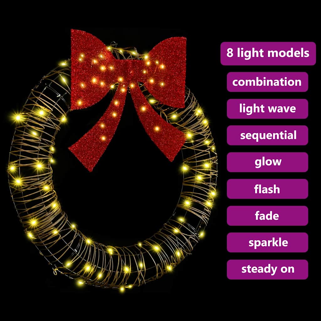 Krans met 80 LED Warmwit 90 cm Rattan