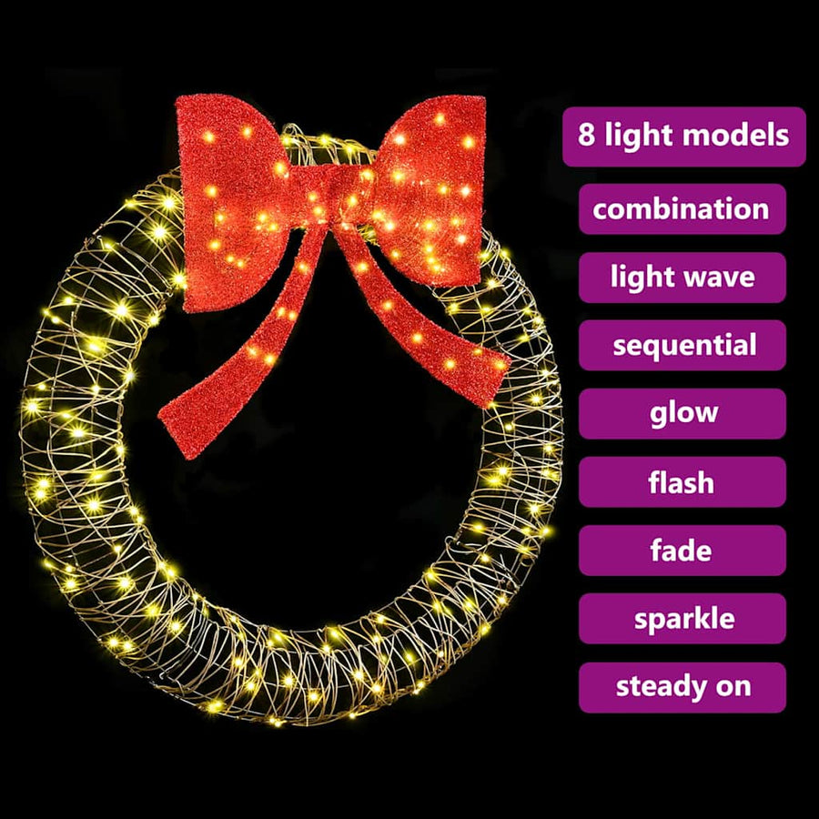 Krans met 150 LED Warmwit 120 cm Rattan
