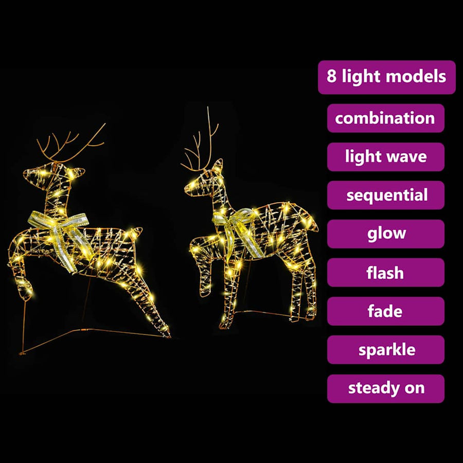LED Rendieren met 40 LED 2 pcs Warmwit 64 x 42 x 15 cm PET