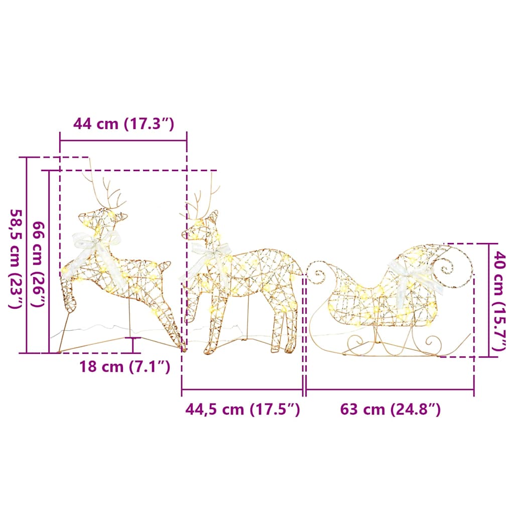 LED Rendieren met 60 LED 3 pcs Warmwit PET