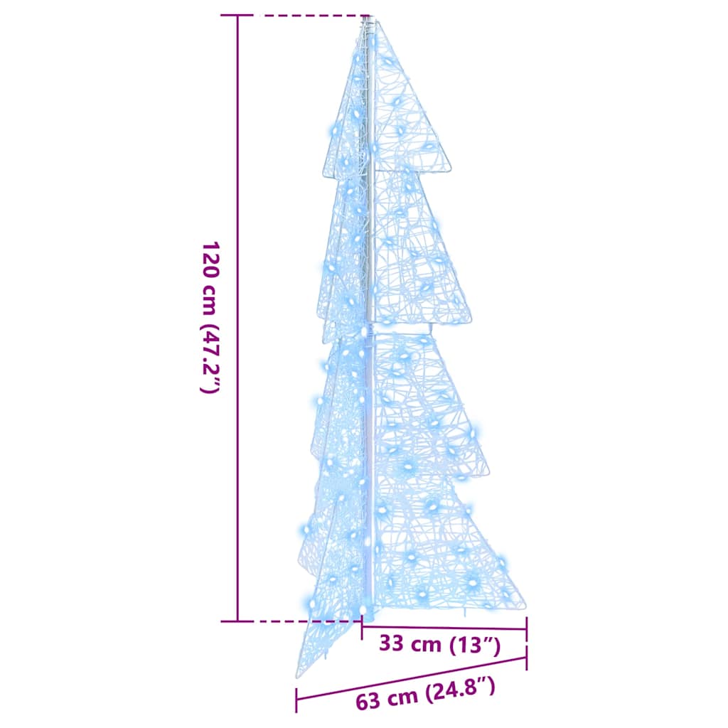 Kerstboom met 100 LED Koud Wit 120 cm Acryl