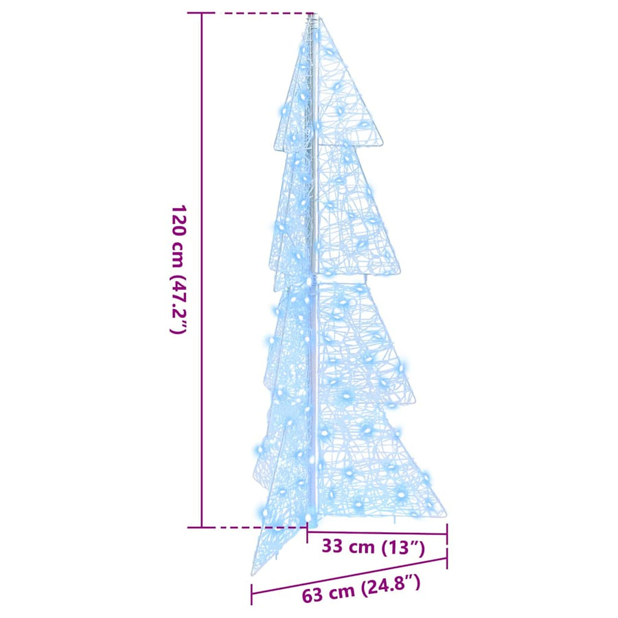 Kerstboom met 100 LED Koud Wit 120 cm Acryl
