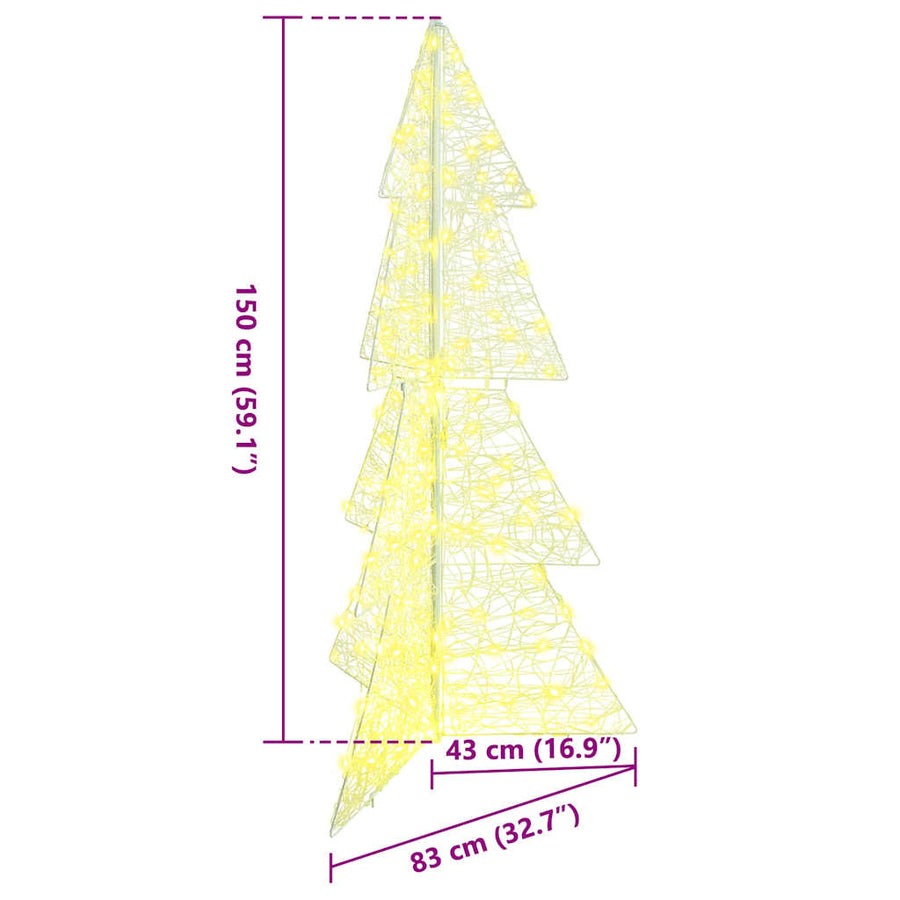 Kerstboom met 160 LED Warmwit 150 cm Acryl