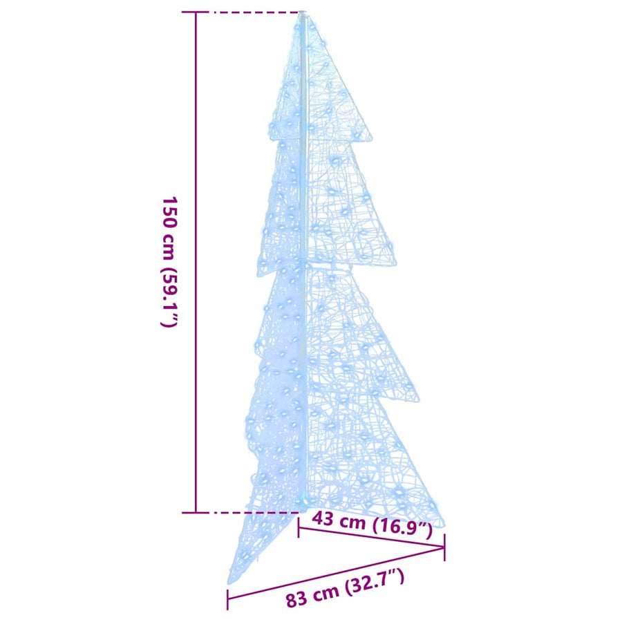 Kerstboom met 160 LED Koud Wit 150 cm Acryl