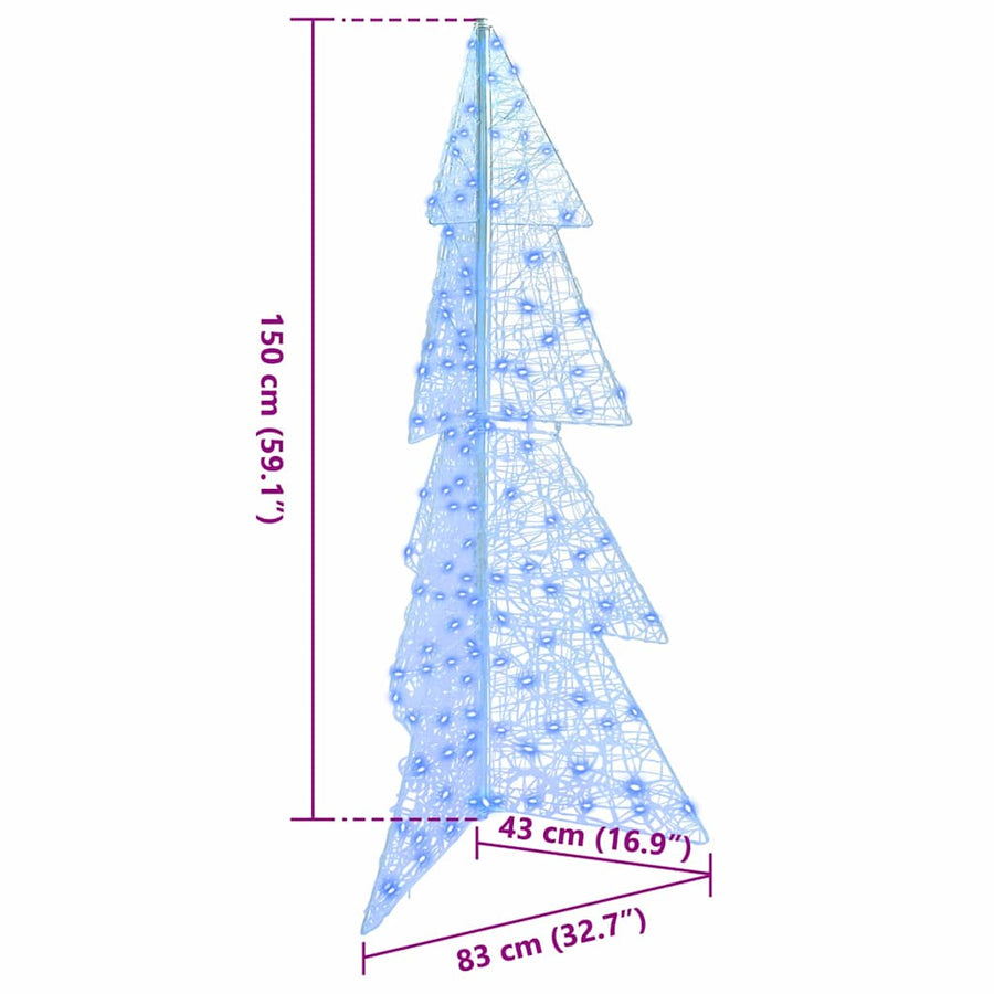 Kerstboom met 160 LED Blauw 150 cm Acryl
