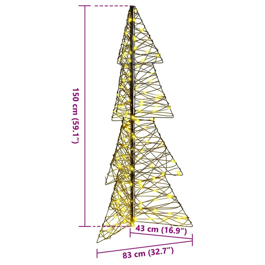 Kerstboom met 160 LED Warmwit 150 cm Rattan