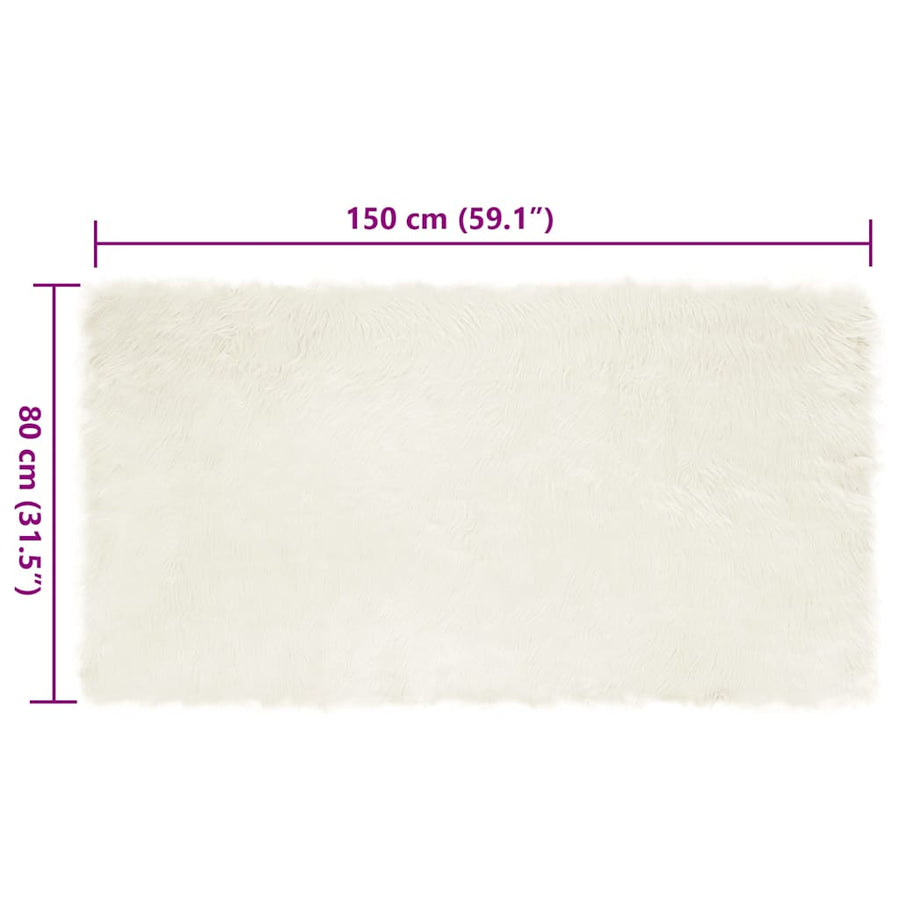 Nepleer Schapenvacht Tapijt Wit 80 x 150 cm Polyester