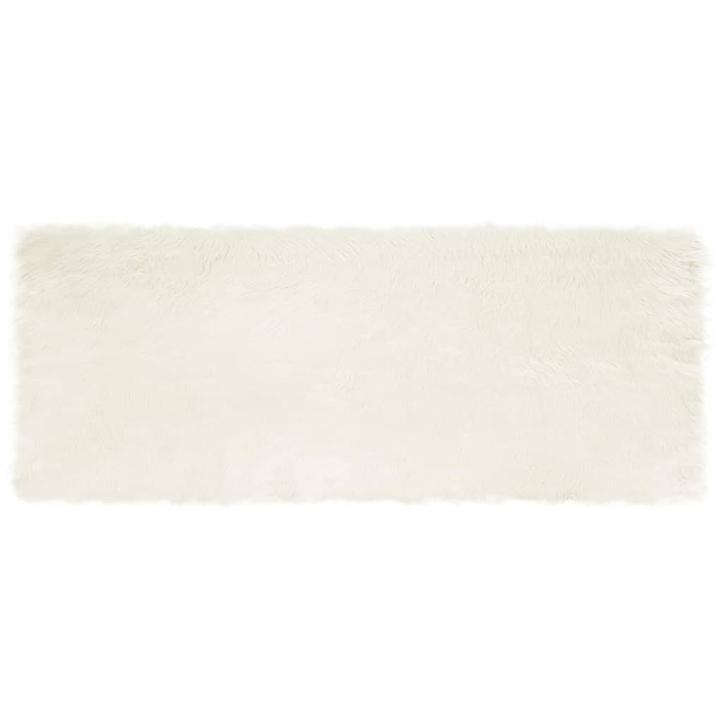 Nepleer Schapenvacht Tapijt Wit 80 x 200 cm Polyester