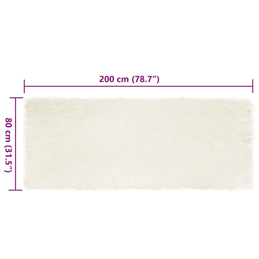 Nepleer Schapenvacht Tapijt Wit 80 x 200 cm Polyester