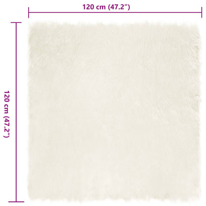 Nepleer Schapenvacht Tapijt Wit 120 x 120 cm Polyester