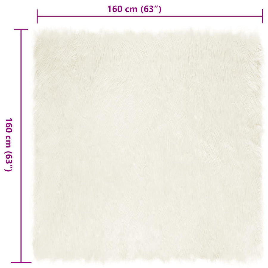Nepleer Schapenvacht Tapijt Wit 160 x 160 cm Polyester