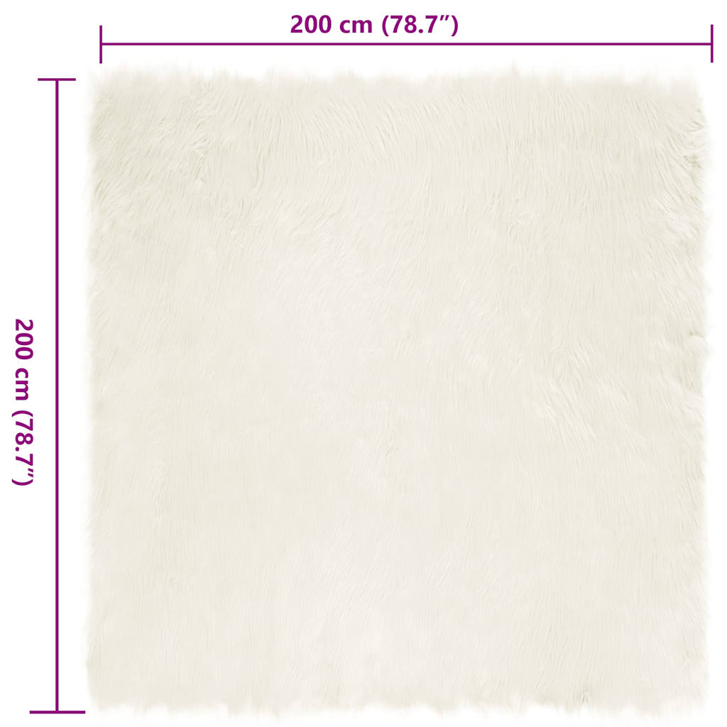 Nepleer Schapenvacht Tapijt Wit 200 x 200 cm Polyester
