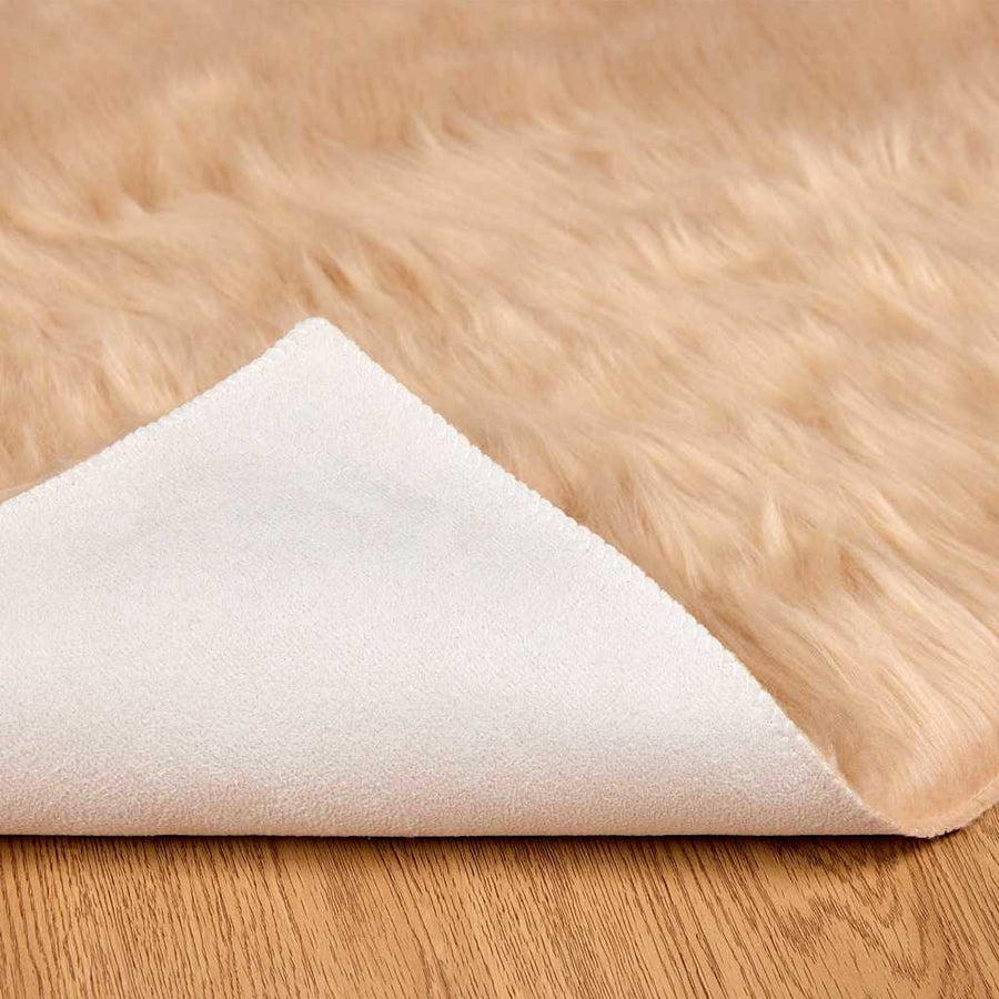 Nepleer Schapenvacht Tapijt Beige 60 x 110 cm Polyester