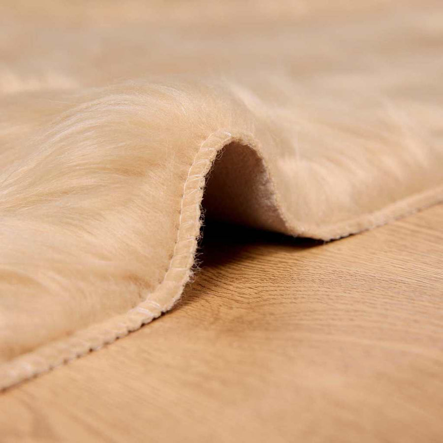Nepleer Schapenvacht Tapijt Beige 60 x 110 cm Polyester
