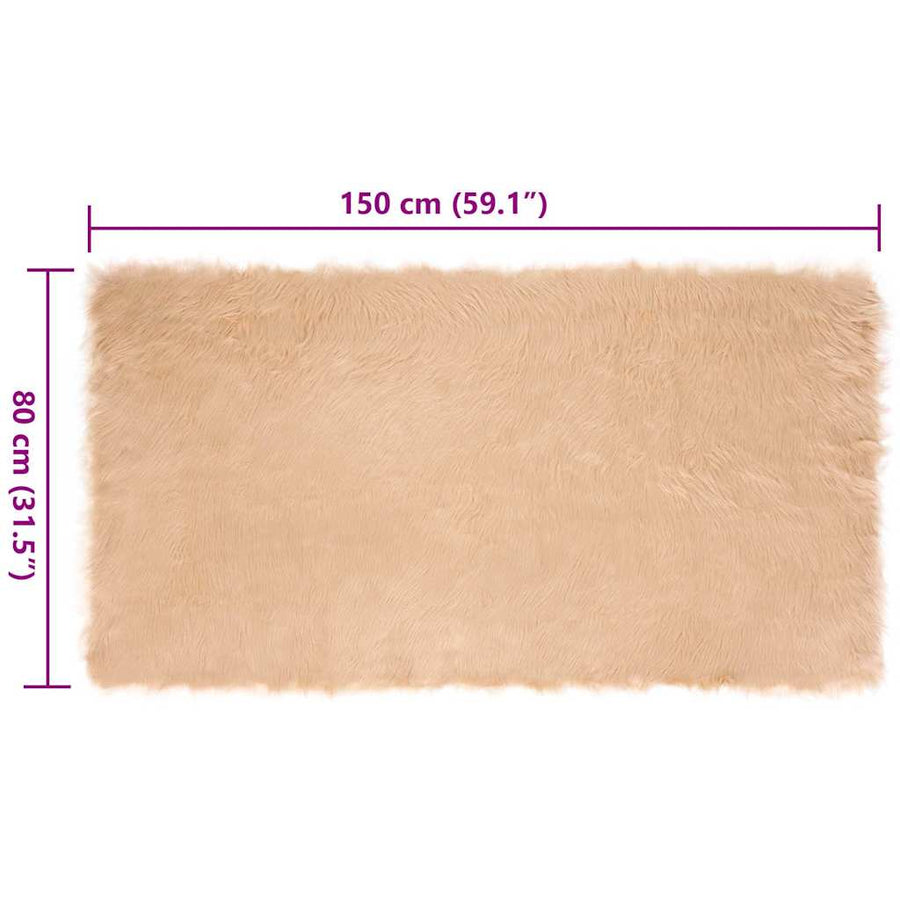 Nepleer Schapenvacht Tapijt Beige 80 x 150 cm Polyester
