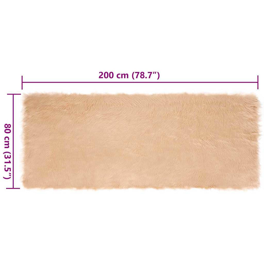 Nepleer Schapenvacht Tapijt Beige 80 x 200 cm Polyester