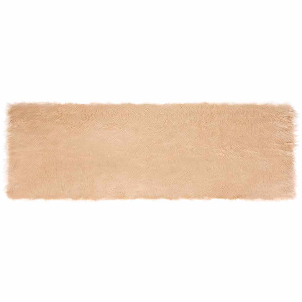 Nepleer Schapenvacht Tapijt Beige 80 x 250 cm Polyester