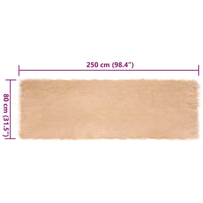 Nepleer Schapenvacht Tapijt Beige 80 x 250 cm Polyester