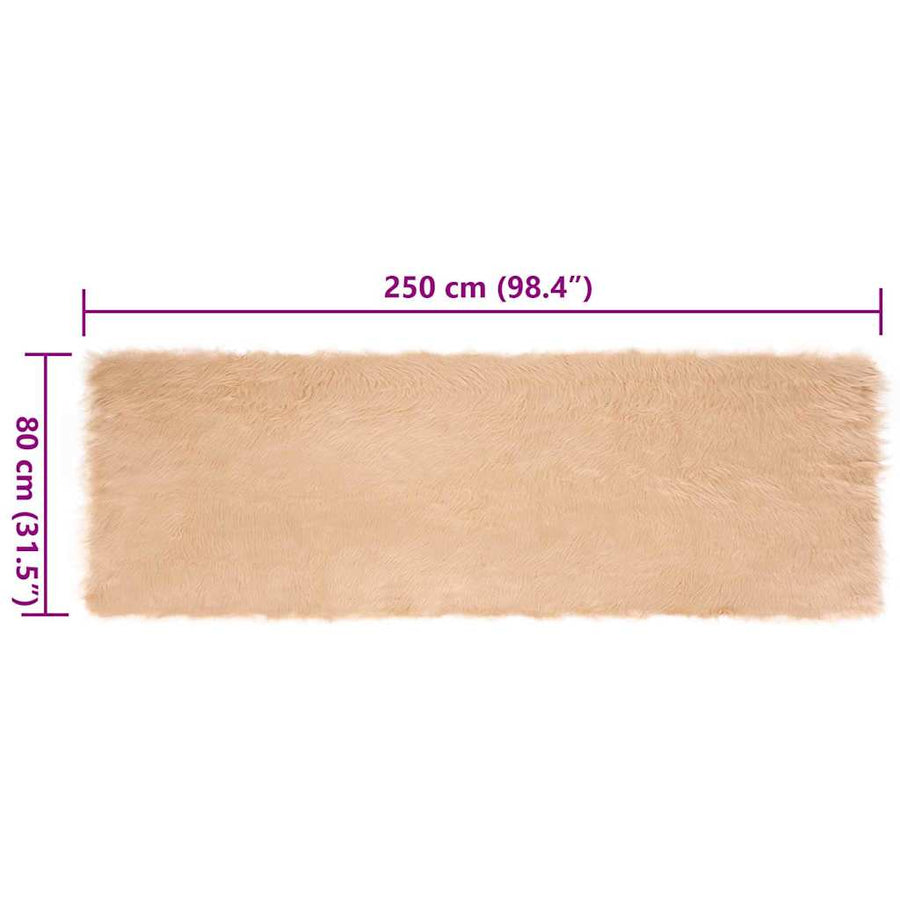 Nepleer Schapenvacht Tapijt Beige 80 x 250 cm Polyester