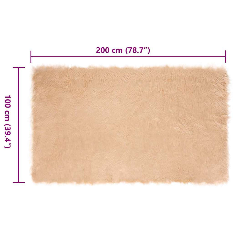 Nepleer Schapenvacht Tapijt Beige 200 x 100 cm Polyester