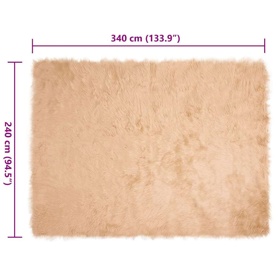 Nepleer Schapenvacht Tapijt Beige 240 x 340 cm Polyester