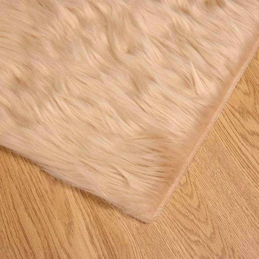 Nepleer Schapenvacht Tapijt Beige 120 x 120 cm Polyester