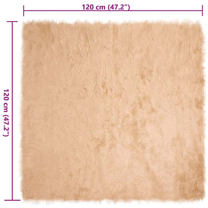 Nepleer Schapenvacht Tapijt Beige 120 x 120 cm Polyester