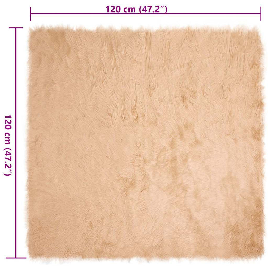 Nepleer Schapenvacht Tapijt Beige 120 x 120 cm Polyester