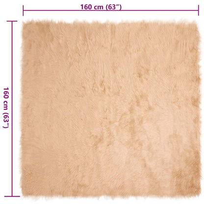 Nepleer Schapenvacht Tapijt Beige 160 x 160 cm Polyester