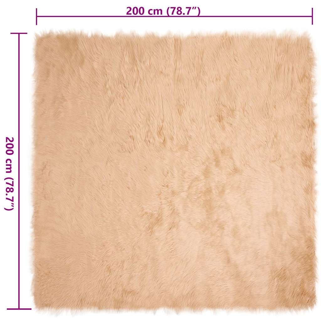 Nepleer Schapenvacht Tapijt Beige 200 x 200 cm Polyester