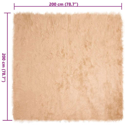 Nepleer Schapenvacht Tapijt Beige 200 x 200 cm Polyester