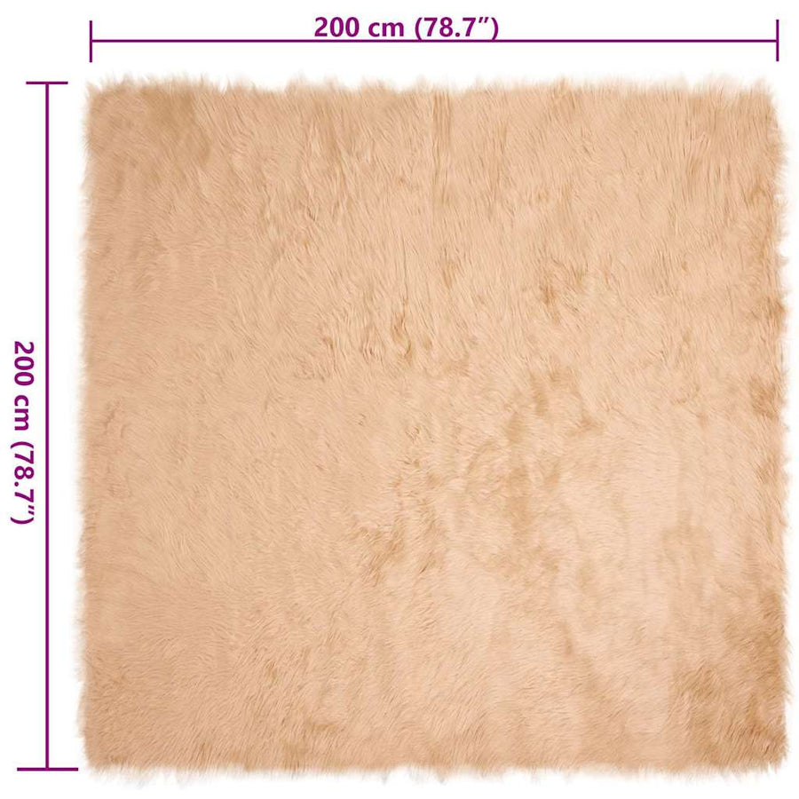 Nepleer Schapenvacht Tapijt Beige 200 x 200 cm Polyester