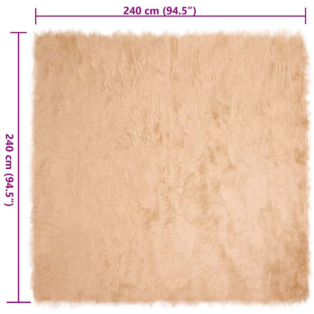 Nepleer Schapenvacht Tapijt Beige 240 x 240 cm Polyester