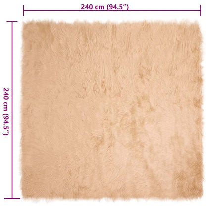 Nepleer Schapenvacht Tapijt Beige 240 x 240 cm Polyester