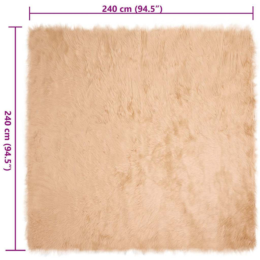 Nepleer Schapenvacht Tapijt Beige 240 x 240 cm Polyester