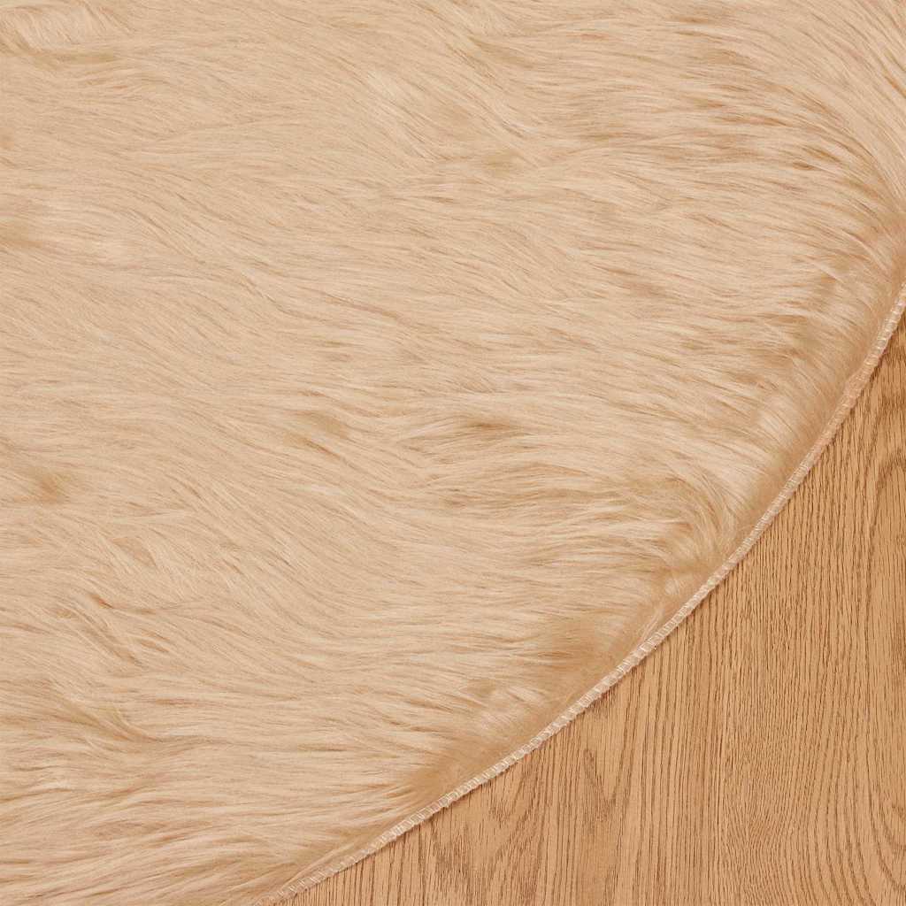 Nepleer Schapenvacht Tapijt Beige 120 x 120 cm Polyester