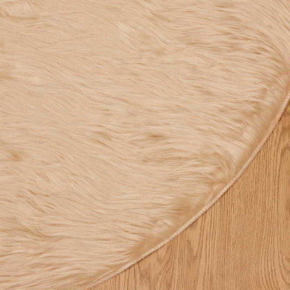 Nepleer Schapenvacht Tapijt Beige 120 x 120 cm Polyester