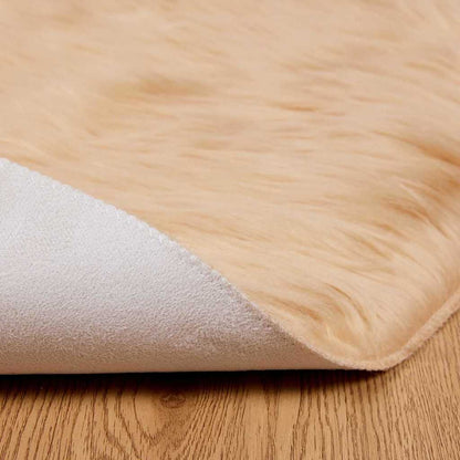 Nepleer Schapenvacht Tapijt Beige 160 x 160 cm Polyester