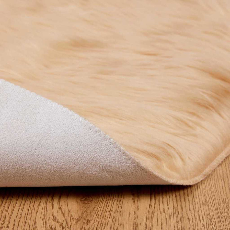 Nepleer Schapenvacht Tapijt Beige 160 x 160 cm Polyester