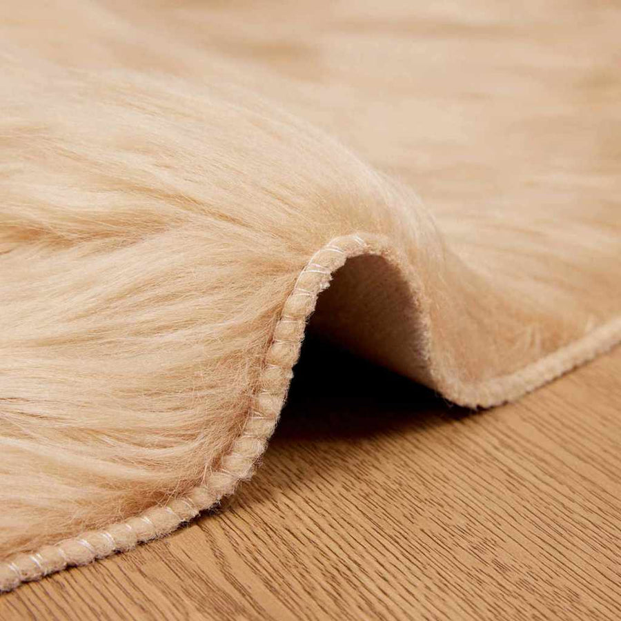 Nepleer Schapenvacht Tapijt Beige 160 x 160 cm Polyester