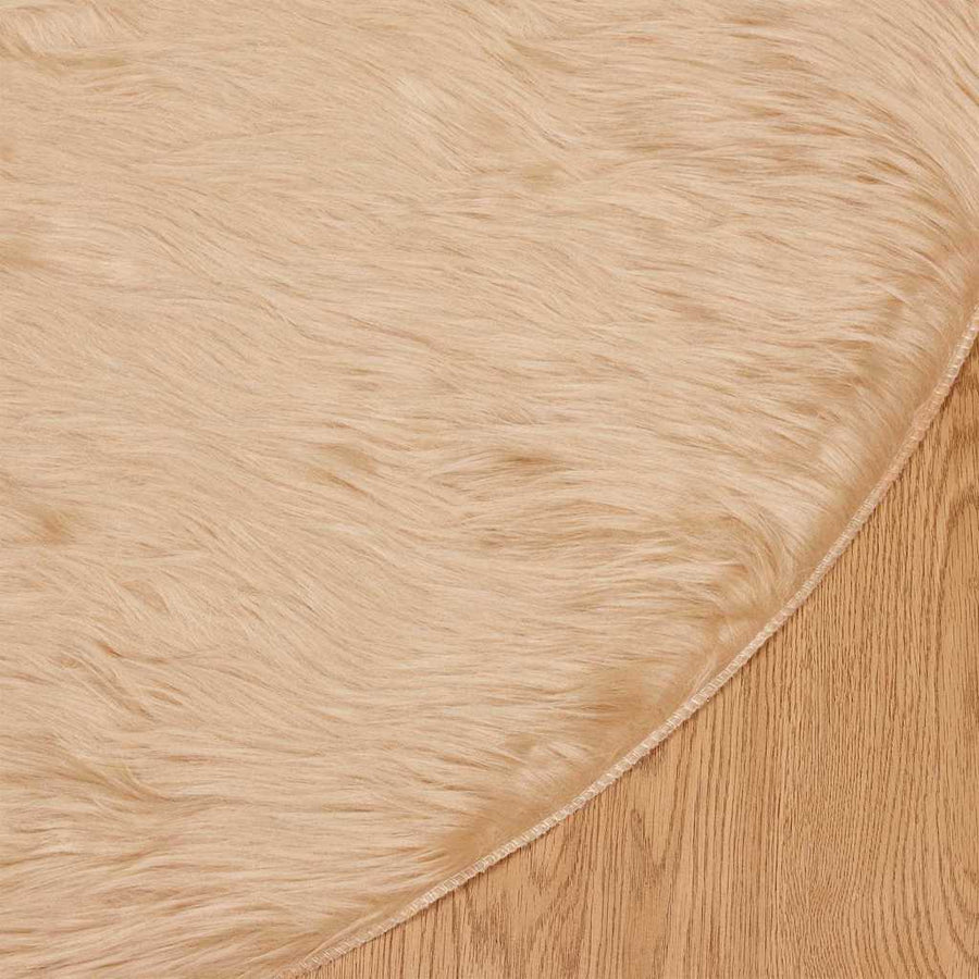 Nepleer Schapenvacht Tapijt Beige 160 x 160 cm Polyester