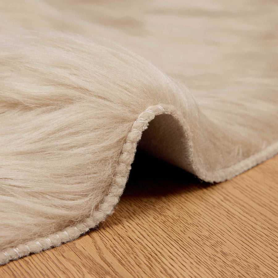 Nep Schapenvacht Tapijt Tafalla Beige Ø 200 cm Polyester