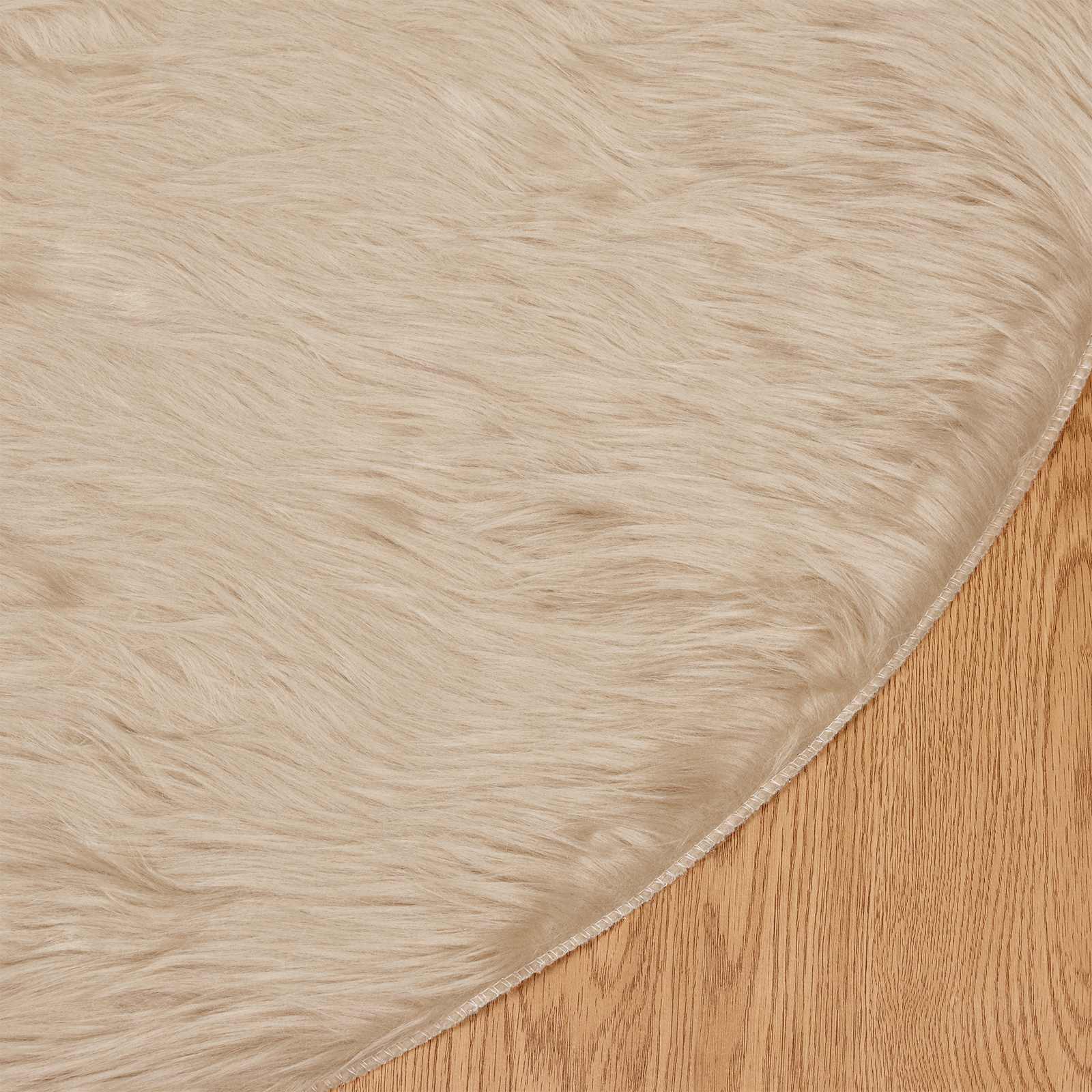 Nep Schapenvacht Tapijt Tafalla Beige Ø 200 cm Polyester