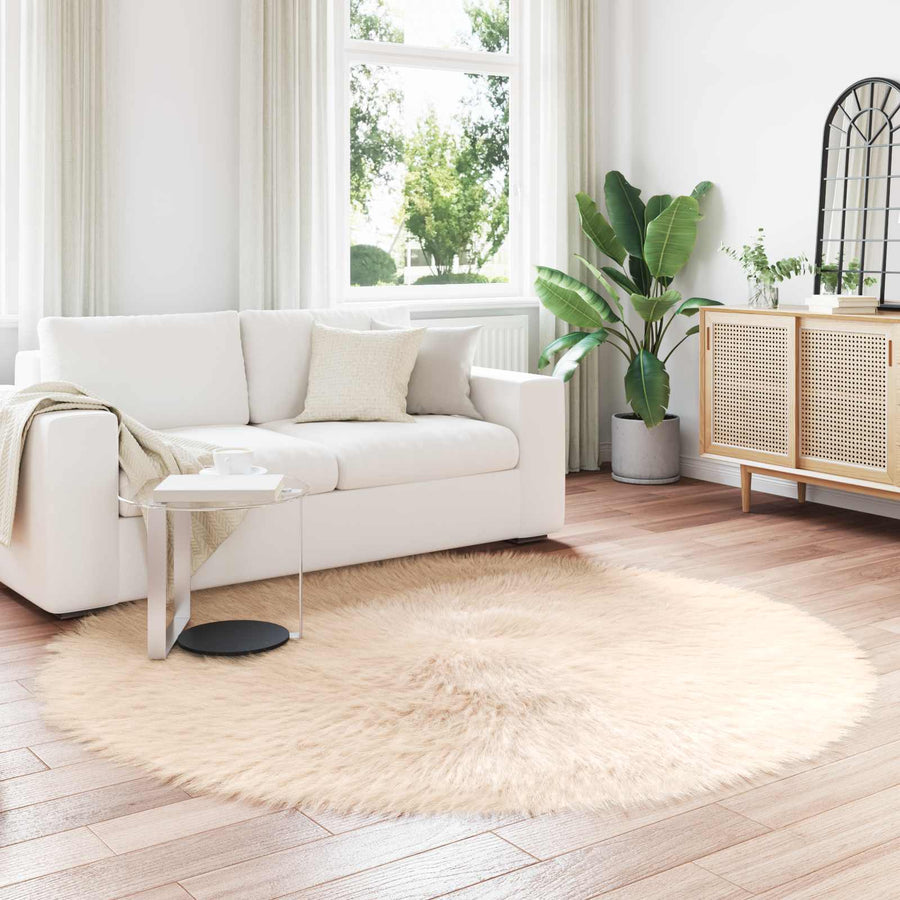 Nep Schapenvacht Tapijt Tafalla Beige Ø 200 cm Polyester