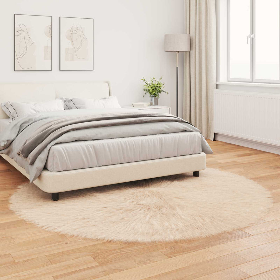 Nep Schapenvacht Tapijt Tafalla Beige Ø 200 cm Polyester