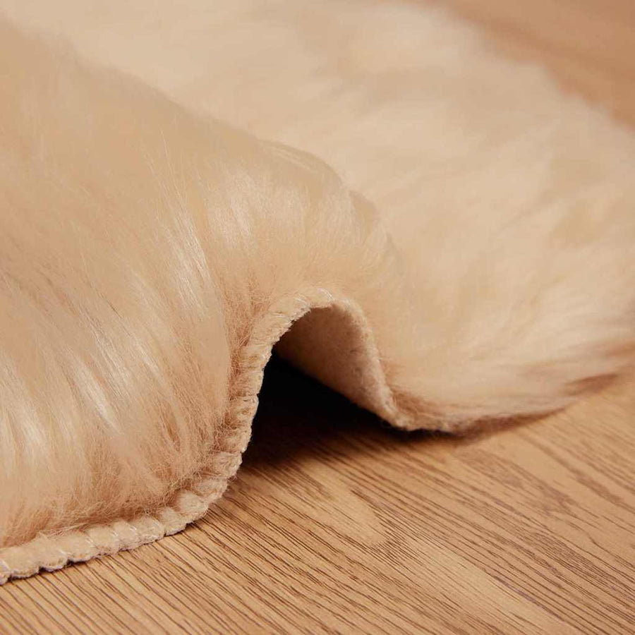 Nepleer Schapenvacht Tapijt Beige 50 x 80 cm Polyester