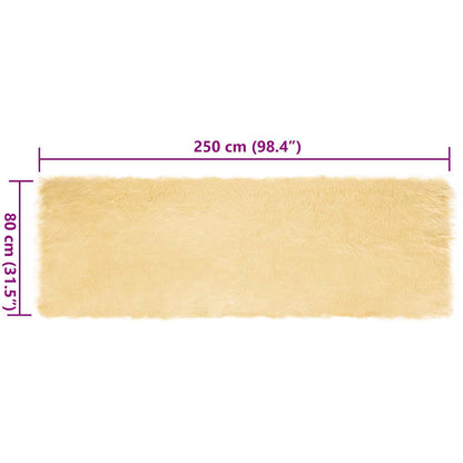 Nepleer Schapenvacht Tapijt Crème 80 x 250 cm Polyester