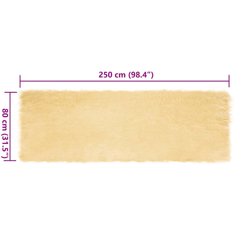 Nepleer Schapenvacht Tapijt Crème 80 x 250 cm Polyester