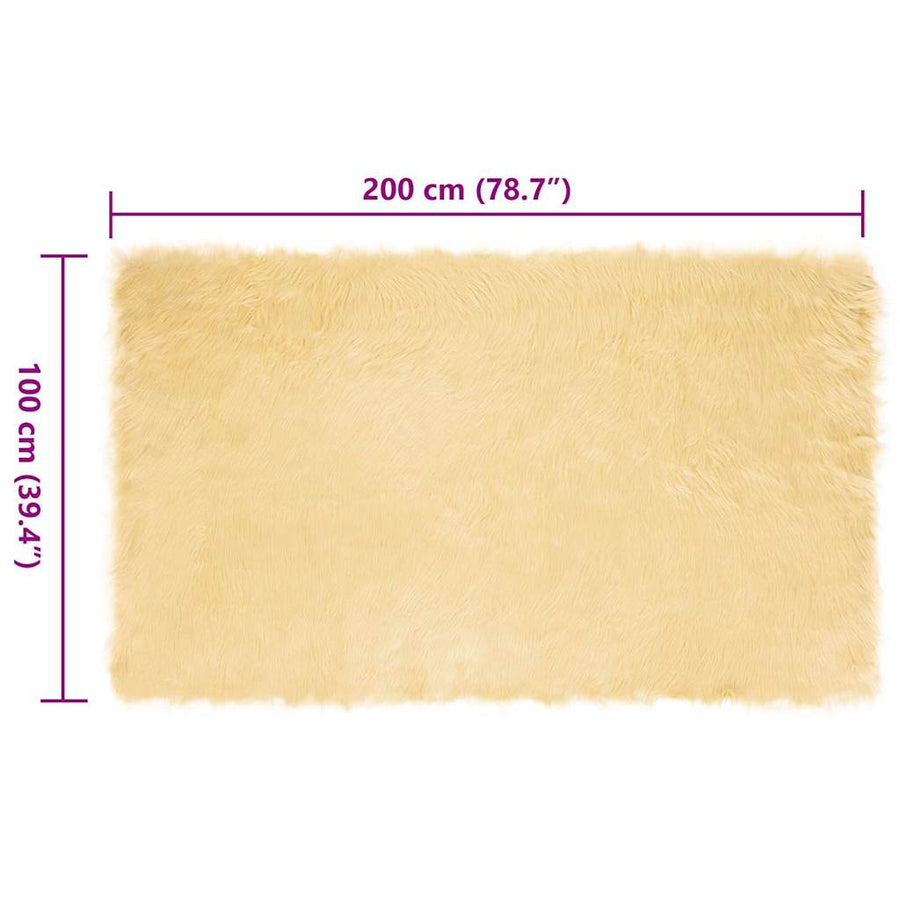 Nepleer Schapenvacht Tapijt Crème 100 x 200 cm Polyester