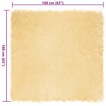Nepleer Schapenvacht Tapijt Crème 160 x 160 cm Polyester